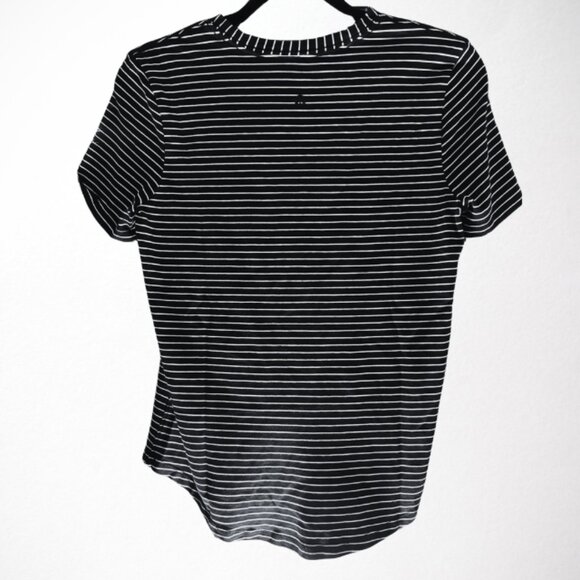 Lululemon Love Crew Short Sleeve Curved Hem Tee Shirt - 4 black white stripe - Picture 3 of 5